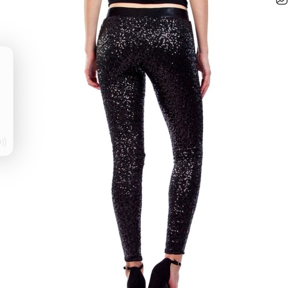 Tipsy Elves Trendy Sequin Glam Black Legging Pants - Picture 2 of 8